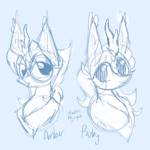 Uncolored & Unshaded Sketch on Blue Background